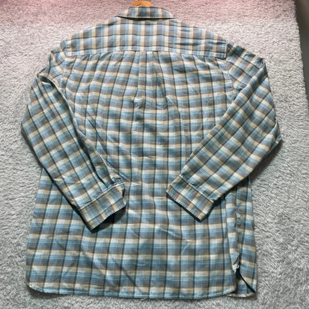 The North Face Mens XL Blue Plaid Button Down Long Sleeve Shirt Flannel Style